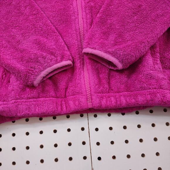 North Face Girls Pink Fluffy Fleece Zip Up Jacket, Size Medium - Picture 5 of 8